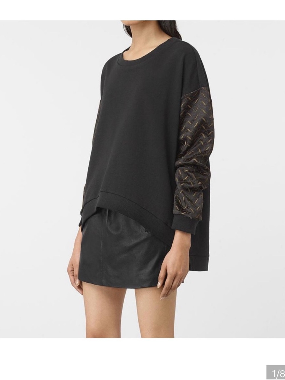 All Saints Fia Sweatshirt black embroidered size 2
